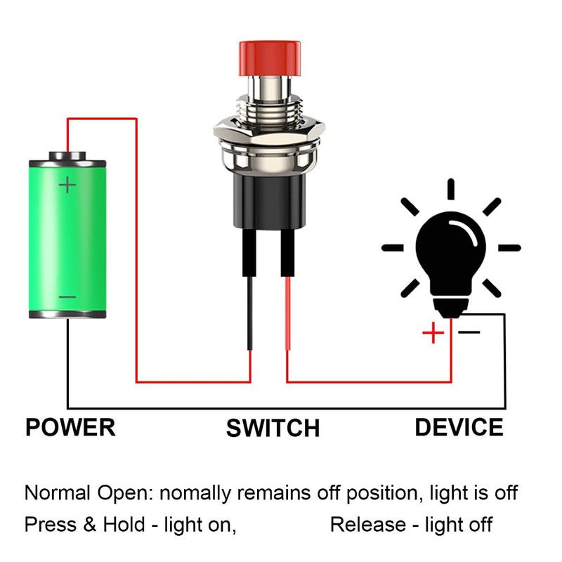 Gebildet 10pcs 7mm 3V-6V-12V-24V-230V/1A Pre-Wired Mini Push Button, SPST Nomal