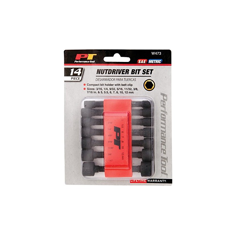 Performance Tool W473 14PC NUTDRIVER BIT Set