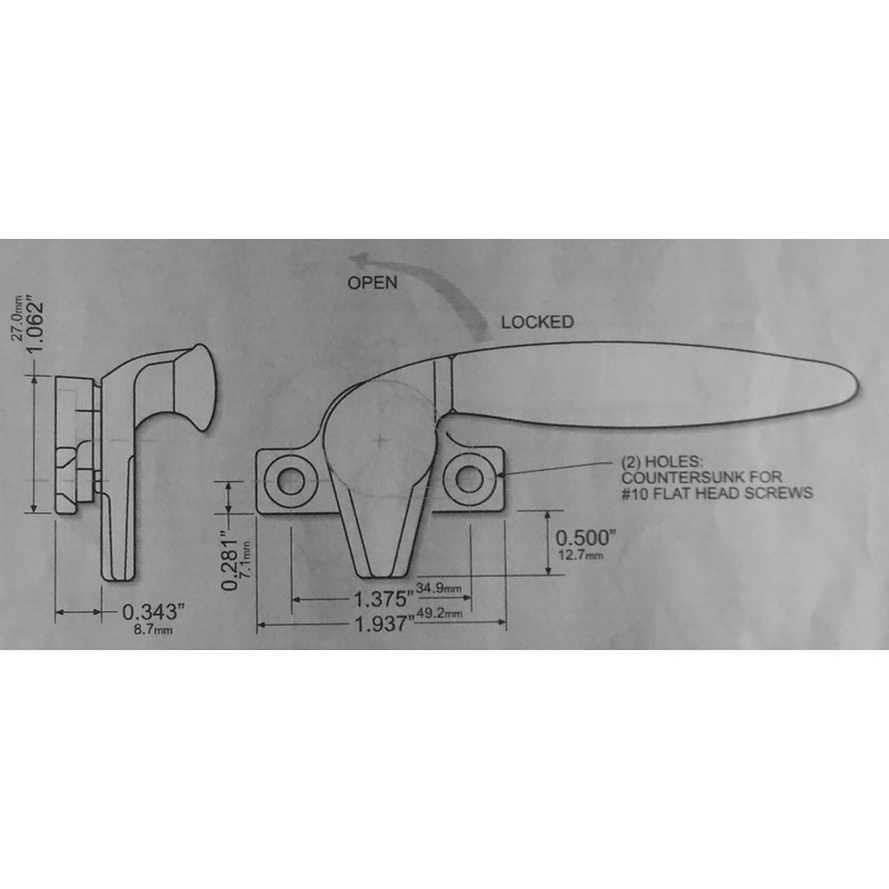 WRS 1.375" Left Hand Project-Out Cam Handle - White Bronze