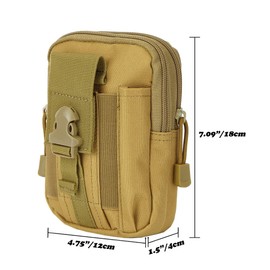 PHILEX Tactical Molle Pouch EDC Utility Gadget Outdoor Men Waist Bag with Phone Belt Clip Holder Holster 2 Pack(Brown&Brown)