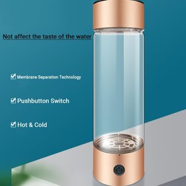 Tuperoymse Hydrogen Water Bottle Hydrogen Water Bottle 420Ml 1400 Ppb PEM SPE Technology Hydrogen Water Ionizer Machine Essentials(Gold)