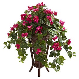 Nearly Natural Bougainvillea Artificial Stand Planter Silk Plants, Pink