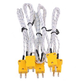 cnbtr Metal 1 Meter K-Type Measuring Thermocouple Probe Sensors with K Type Mini Plug Set of 5, White
