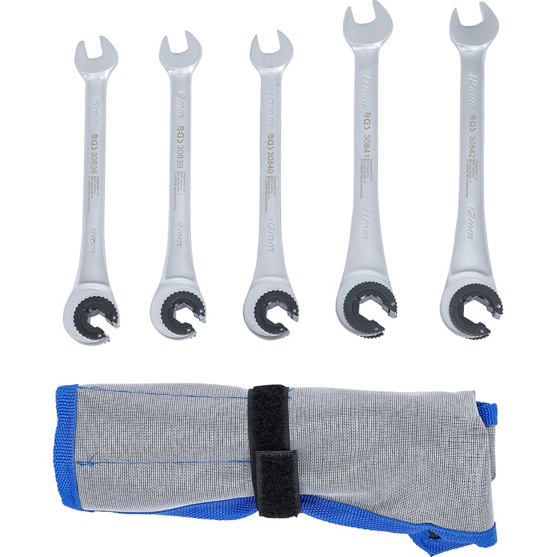Kraftmann 30836 Ratchet Ring Spanner Set Open 5-Piece