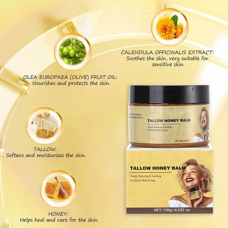Hppsctink 120 g Beef Tallow Cream, Beef Tallow Skincare, Beef