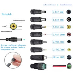 ZUOKENZU AC Adapter 24V 1A Netzteil AC220V zu DC24V 500mA 1000mA Leistungstreiber 5,5mm mit 8 DC Steckeradaptern Konverter Wechselrichter Ladegerät Transformator AC-DC Adapter (DC24V~1A)
