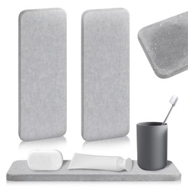 FYSL Pack of 2 Water Absorbent Stone Coasters Made of Diatomaceous Clock - Fast Water Absorption & Moisture Wicking for Sink, Glasses, Bottles, Kitchen, Bathroom