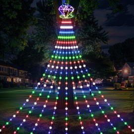 PRESENCE Valentine‘s Day Outdoor Decoration Lights, 11FT Valentines Day Decorations Lights with Diamond Topper, APP Remote Control RGB Valentines String Lights with 210 Light Mode