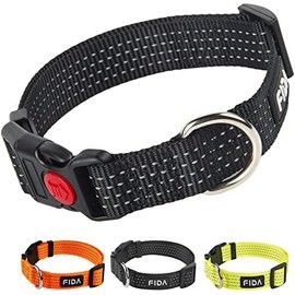 Fida Collar reflectante para perro, collares de nailon con colores neón para perros pequeñosmedianosgrandes, collares de perro de alta visibilidad