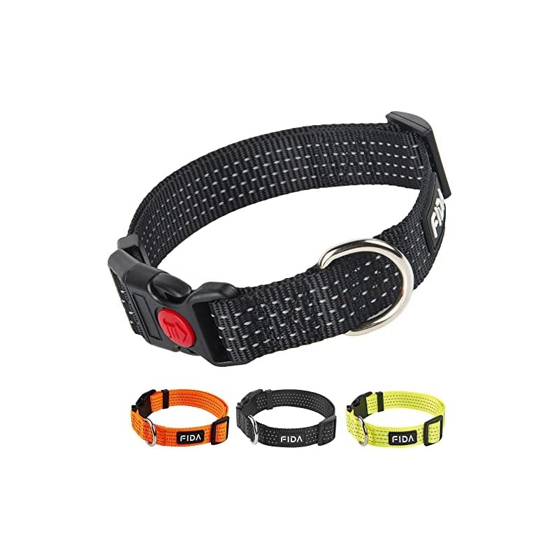 Fida Collar reflectante para perro, collares de nailon con colores