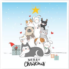 Pet Christmas Xmas Card from the Cat Dog Puppy for Her Him Friends Cute Mum Mom Mummy Daddy Dad Kids Sister Brother Bestie