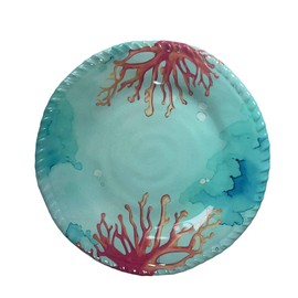 Coral Ocean Theme Melamine Dinner Plates Set of 4