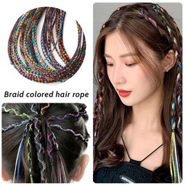ZOPJUMA Pack of 30 Hair Braids, Colourful Hair Wrap Cord, Various Gradient Colours, Hair Rope Band, Rainbow Braided Hair Scrunchie, DIY Ponytail Braids, Hair Styling Accessories for Women, Girls