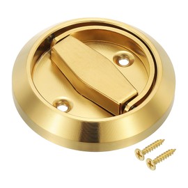 PATIKIL 304 Stainless Steel Round Recessed Sliding Door Pull Concealed Closet Finger Flash Knob with Screws for Door Drawer Wardrobe Golden Color
