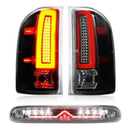 LED Tail Lights Assembly + 3rd Third Brake Cargo Lamp Fit for Chevy Silverado 1500 2500HD 3500HD 07-14, for GMC Sierra 3500HD 08-14, for Sierra Denali 3500 11-14 with Dual Rear Wheel ONLY, Clear Lens