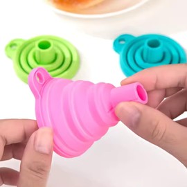 Collapsible Silicone Kitchen Funnel, Food-Grade,Easy for use, Multi-Color, 4-Pack