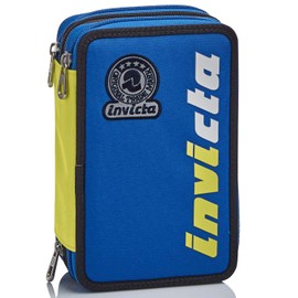 Invicta Pencil Case, Multicoloured, Pencil Case for Stationery, Pencil Case with Pens, Ballpoint Pens, & More, 3 Compartments, Girls & Boys, School - Elementary School, XXL, Smoke blue, School &