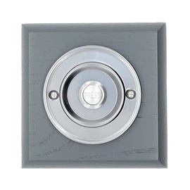 Modern Living Square Wireless Doorbell in Grey Ash and Brushed Nickel - Nickel Press - No Chime