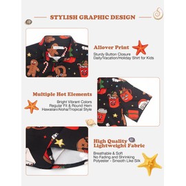 Yoimira Christmas Hawaiian Shirts for Boys,Kids Hawaiian Shirt Boys Button Down Ugly Tropical Santa Shirts for Kids 7-14 Years
