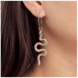 Yheakne Punk Snake Dangle Earrings Gold Snake Hoop Earrings Gothic Snake Earrings Long Drop Animal Earrings Jewellery for Women and Girls Gifts (Gold), Alloy Steel