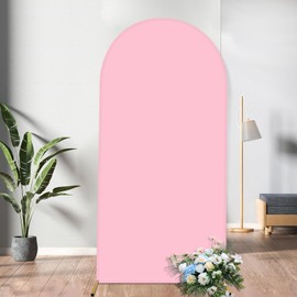 ZpigToor Spandex Fitted Arch Backdrop Cover Chiara Arch Cover Backdrop Fabric,2-Sided Wedding Arch Cover for Wedding Ceremony Birthday Party Baby Shower Banquet Decoration(Pink, 2.6 x 6 ft)