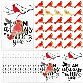 Qilery 40 Sets Celebration of Life Favors for Guests Cardinal Pin Funeral Favors Memorial Gifts with I'm Always with You Cards Avid Birder Sympathy Souvenirs
