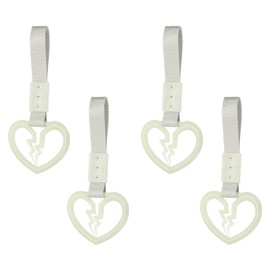 PATIKIL 4Pcs Broken Heart Shaped Car Handle Straps, Car Hanging Accessories Bumper Warning Ring Drift Charm for Auto Bus Decor Interior Exterior Decoration, Luminous