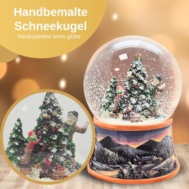 20273 Snow Globe Christmas Tree Decorating | Base Nostalgic Winter Landscape Ochre | with Music Box | Shaking Ball Christmas Decoration | W: 10 cm H: 14 cm | 20273