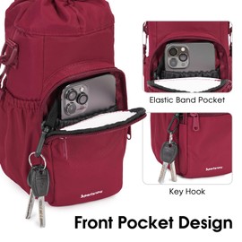 sportsnew Water Bottle Carrier with Shoulder Strap Insulated Water Bottle Holder Sling Bag 1L with Phone Pocket Water Bottle Pouch Sleeve for Walking Hiking, Pure Red