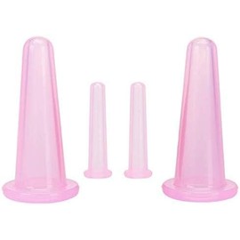4Pcs Facial Cupping Therapy Set Anti Cellulite Silicone Vacuum Cupping Cups for Face and Eye Cupping Massage, Massage Tools (2 Small + 2 Large)