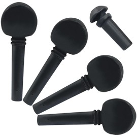 Piutouyar 4 Pcs Wooden Violin Tuning Pegs with Endpin Parts, Black Violin Fine Tuners Pegs Replacement Set for 4/4 Size Violins Fiddle
