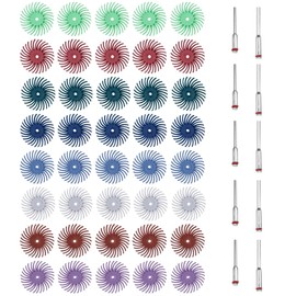 Treki Radial Bristle Disc with 2.35 mm 3 mm Shaft Radial Bristle Disc Set, Mixed Grit Sanding Brushes Assortment for Polishing Grinding 80/120/220/400/600/1000/2500 Grit Pack of 50