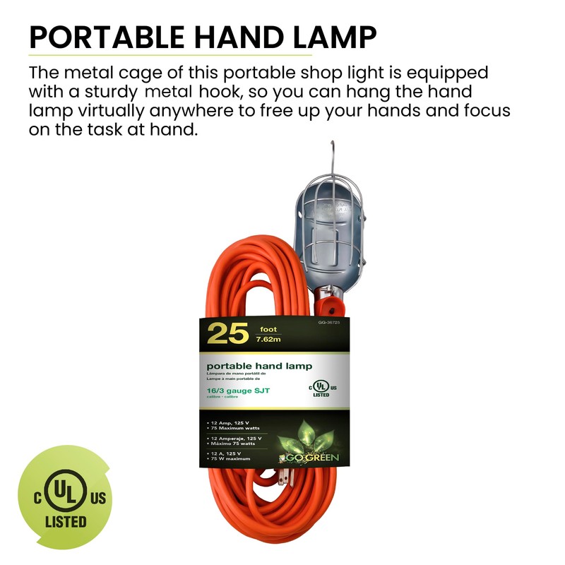 Go Green Power Inc. 25ft Portable Hand Lamp with 16/3
