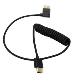 HangTon HDMI 8K 4K 30p 60p Cable for Atomos Ninja Ultra Sony FX30 FX6 FX9 Canon C500 BGH1 GH6 Camera FEELWORLD Z CAM E2 F6, Right Angle Type A HDMI 2.1 Braided Coil 50 cm