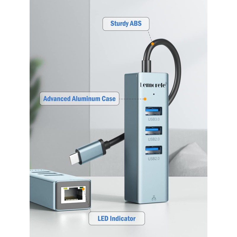 USB Ethernet Adapter, Lemorele USB 3.0 to RJ45 Gigabit Ethernet