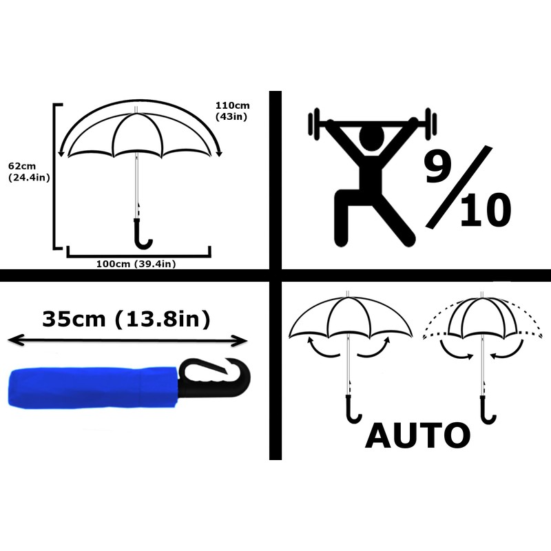 Rare Umbrella 12 Ribs Rainbow Umbrella Automatic Compact 50km/h Strong