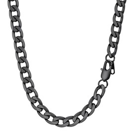 PROSTEEL Mens Jewelry 18inch Thick Black Steel Chain Necklace for Men 9mm Gothic Punk Cool Biker Chain Cuban Link