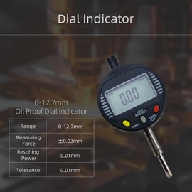 Electronic Digital Dial Gauge,with A Range of 0.5in/12.7mm and A Digital Indicator Accuracy of 0.01mm/0.0005 "Metric and Imperial Measure Tool Electronic Dial Gauge of 3D Printing and CNC Machine