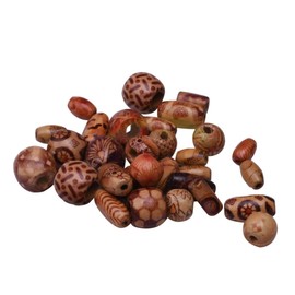 SEWACC 200pcs Shaped Printed Wooden Beads for Jewelry Making Round Oval Cube and Tubular Designs Multiple Colors for Bracelets and Necklaces