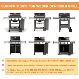 67489 67491 66074 19 1/2" Burner Tubes for Weber Genesis II Grill Parts, Replacement for Weber GS4 Genesis 2 E-310 E-330 S-310 E-315 S-335 S-345 Grill Parts,Weber 3 & 6 Burner Genesis II &II/LX Grills