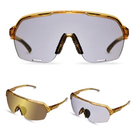 EOC SkyShift Color Mirrored Photochromic Transition Sports Sunglasses (Skyshift Gold (Frame: Crystal Gold), 150, Millimeters)