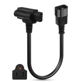 CERRXIAN IEC 320 C14 to C13 / 5-15R Y Splitter Plug Cord 15A / 125V C13 Male to Nema 5-15R Female + C5 Female Splitter Adapter Cable - 1ft / 0.3m
