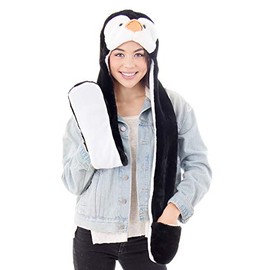 Simplicity Cute Penguin Hats Caps Animal Beanie Hats with Scarf and Gloves