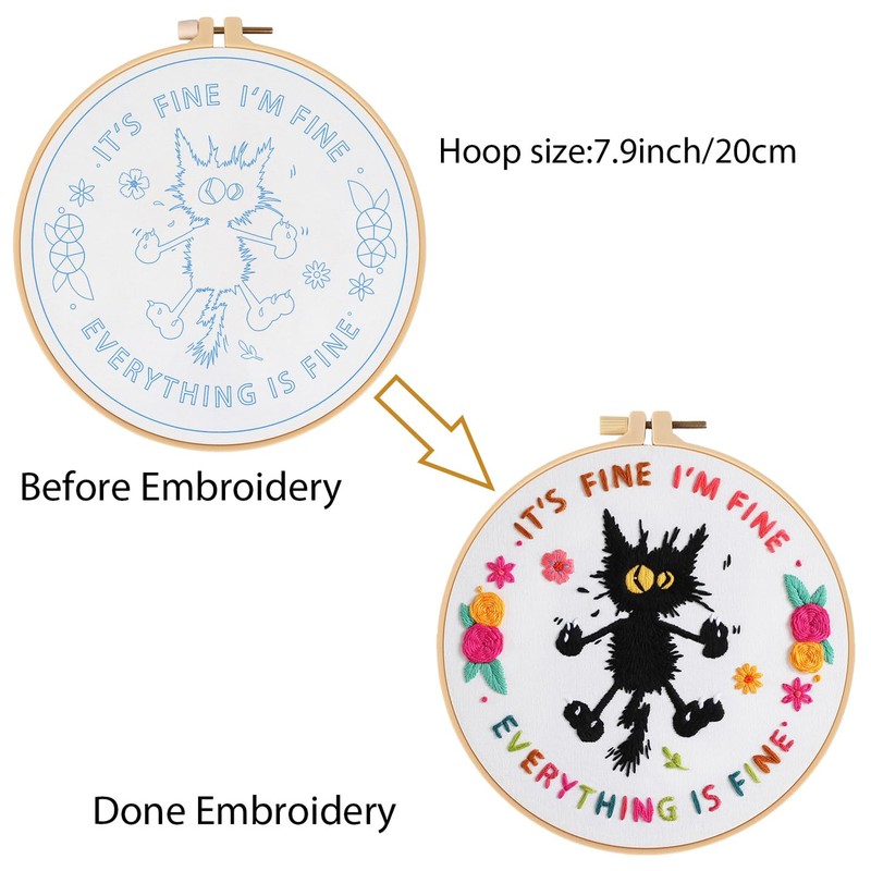 Louise Maelys Cute Cat Embroidery Kits for Beginners,Adults Starter Cross