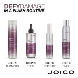 Joico Defy Damage Ultimate Defense Bundle - Shampoo (10.1oz), In-A-Flash Treatment, Protective Shield (3.38oz) & Invincible Frizz-Fighting Bond Protector (5.5oz) for Comprehensive Bond Protection & Hair Defense
