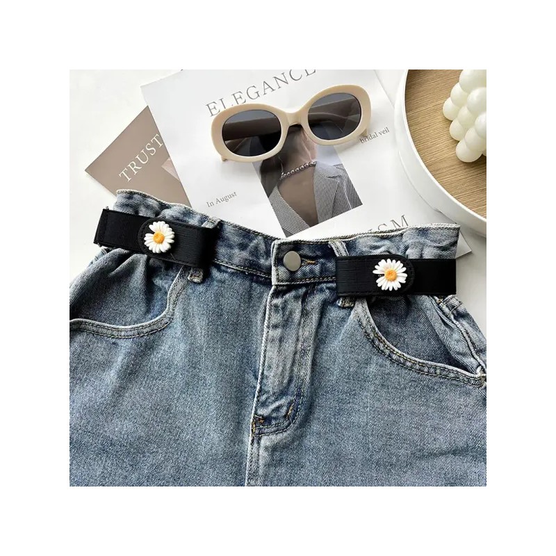 플라워 허리조절 밴딩 똑딱이 벨트 3color Flower Adjustable Waist Belt