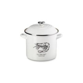 Le Creuset Enamel On Steel Traditional Shrimp Stockpot, 10 qt., White