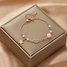 Korean Style Women's Summer Gift Moon Star Bracelet Fashion Charm Jewelry