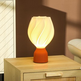 HOMCOM Table Lamp, LED Table Lamp with 3D Print Flower-like Lampshade, Bedside Lamp for Living Room, Playroom, White