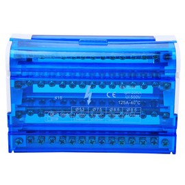 DIN Rail Terminal Block Kit Distribution Box Din Rail 4-Level Single Phase with Transparent Dust Cover Common Positive Negative Circuits for Electrical Engineering